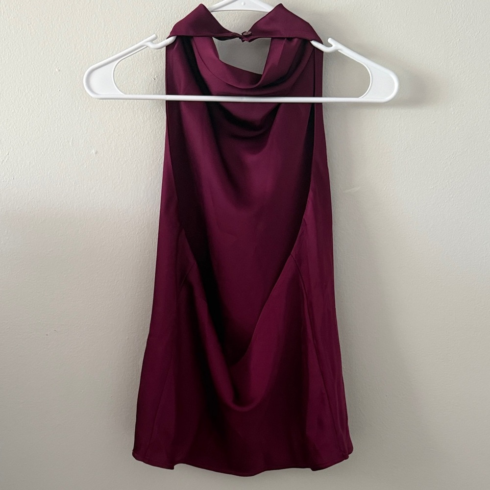 Women’s Sleeveless Halter Dress in Burgundy - Picture 2 of 3